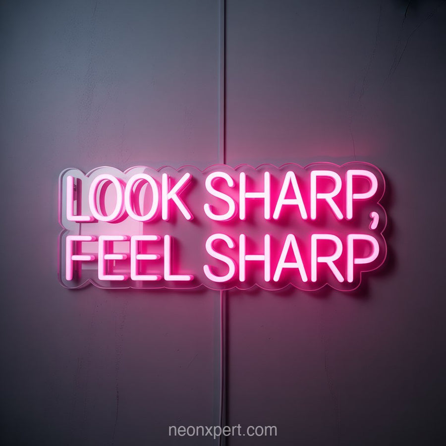 Look Sharp, Feel Sharp | Beauty & Hair Salon Neon Light Wall Art - NeonXpertSmallWhite
