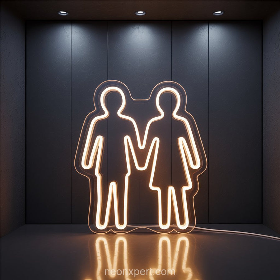 Lovers Holding Hands | Romantic Wedding Neon Sign - NeonXpertSmallWhite