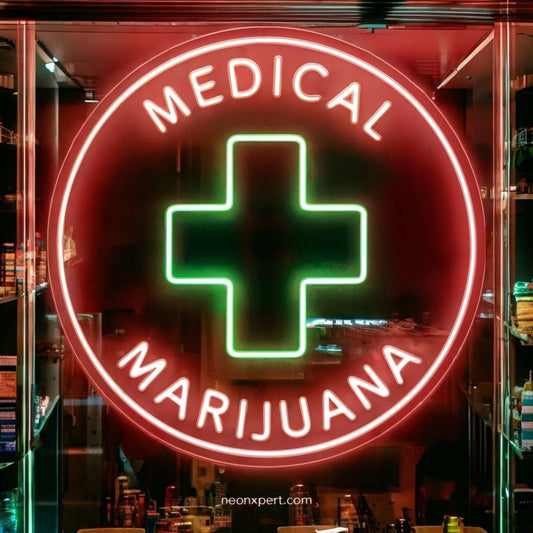 Medical Marijuana Green Cross Neon Sign for Dispensary - NeonXpert15 x 15 inWarm White