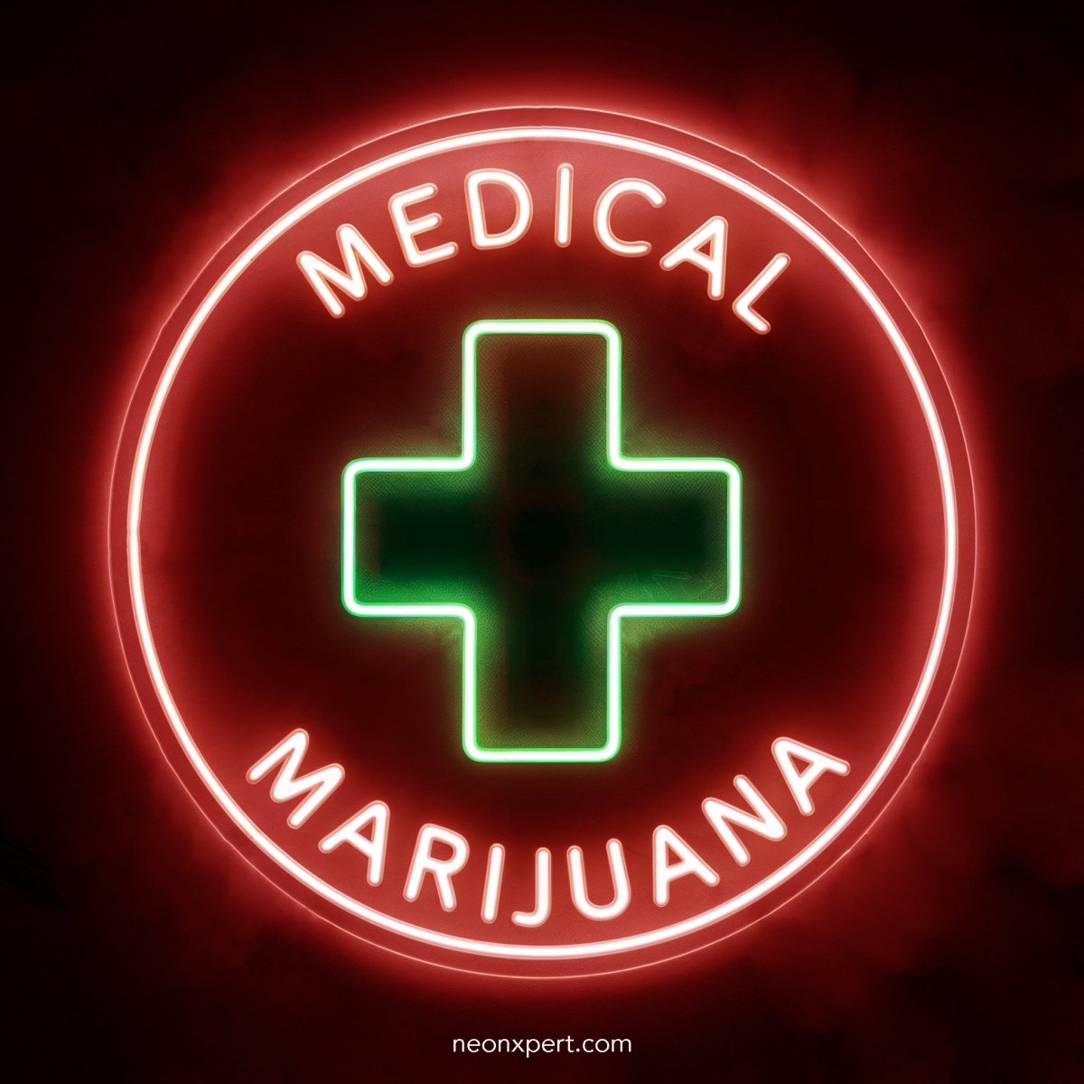 Medical Marijuana Green Cross Neon Sign for Dispensary - NeonXpert15 x 15 inWarm White