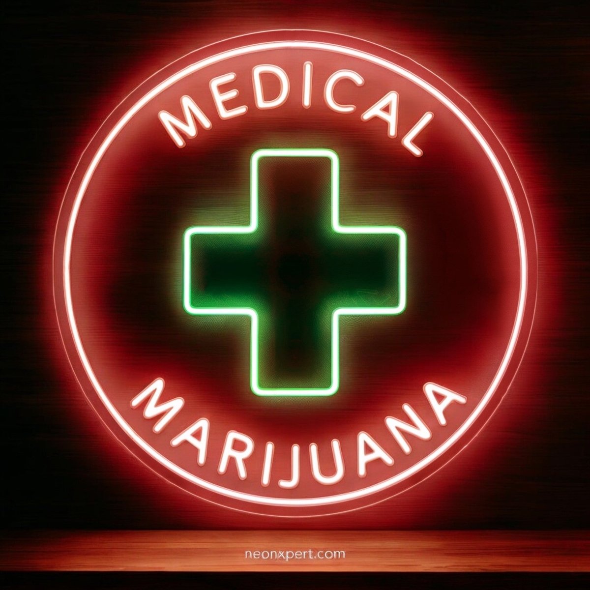 Medical Marijuana Green Cross Neon Sign for Dispensary - NeonXpert15 x 15 inWarm White