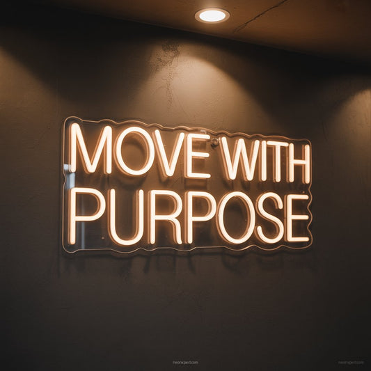 Move With Purpose Neon Sign Gym Decor - NeonXpertSmallWhite