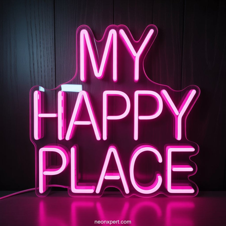 My Happy Place Neon Sign Decor - NeonXpertSmallWhite
