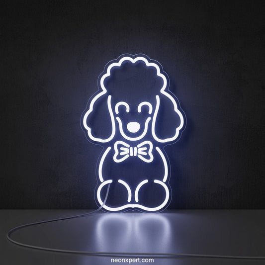 Neon Poodle with Bow LED Neon Light - NeonXpertSmallWhite