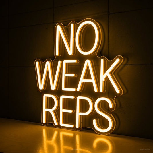 ** No Weak Reps Neon Sign Gym Wall Art - NeonXpertSmallWhite
