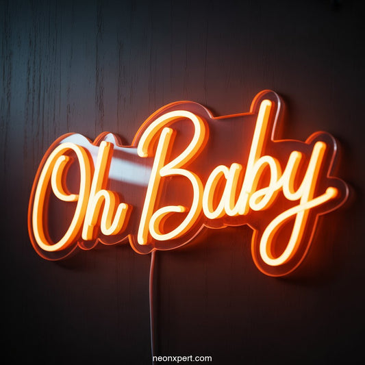 Oh Baby Neon Sign for Party Decor - NeonXpertSmallWhite