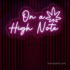 On A High Note Weed Leaf Neon Sign | Cannabis Dispensaries Decor - NeonXpert18 x 10 inHot Pink