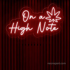 On A High Note Weed Leaf Neon Sign | Cannabis Dispensaries Decor - NeonXpert18 x 10 inOrange