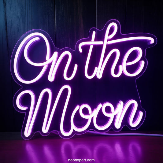 On the Moon Neon Sign Decor - NeonXpertSmallWhite