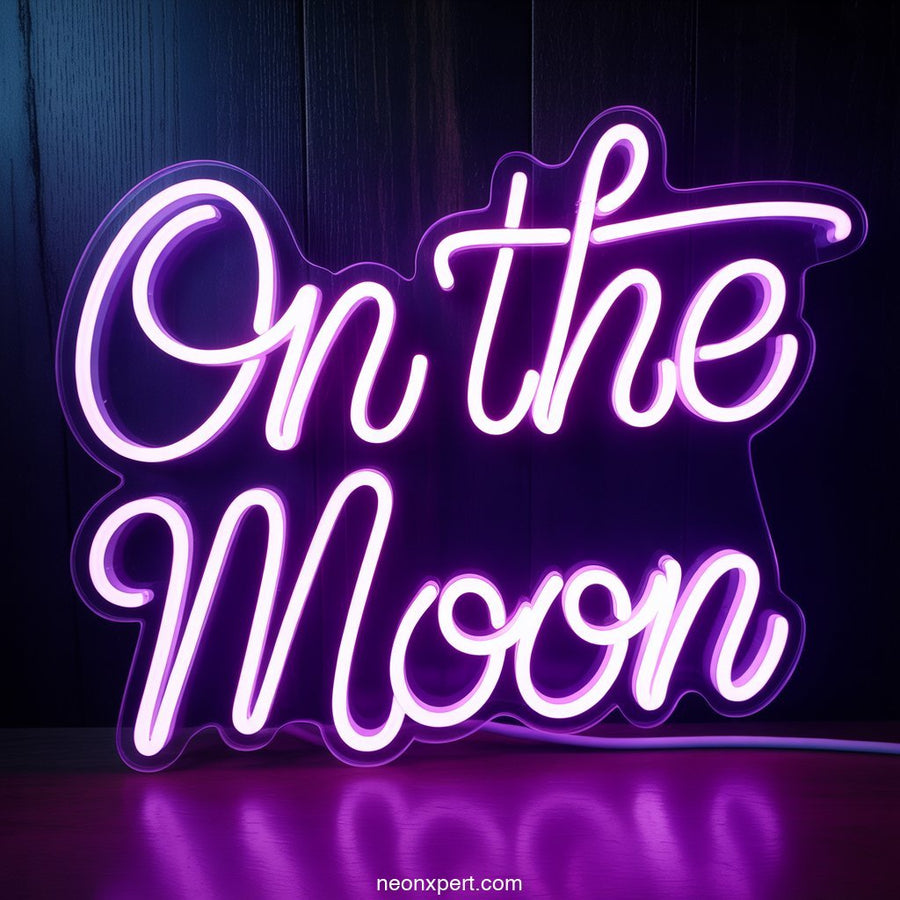 On the Moon Neon Sign Decor - NeonXpertSmallWhite