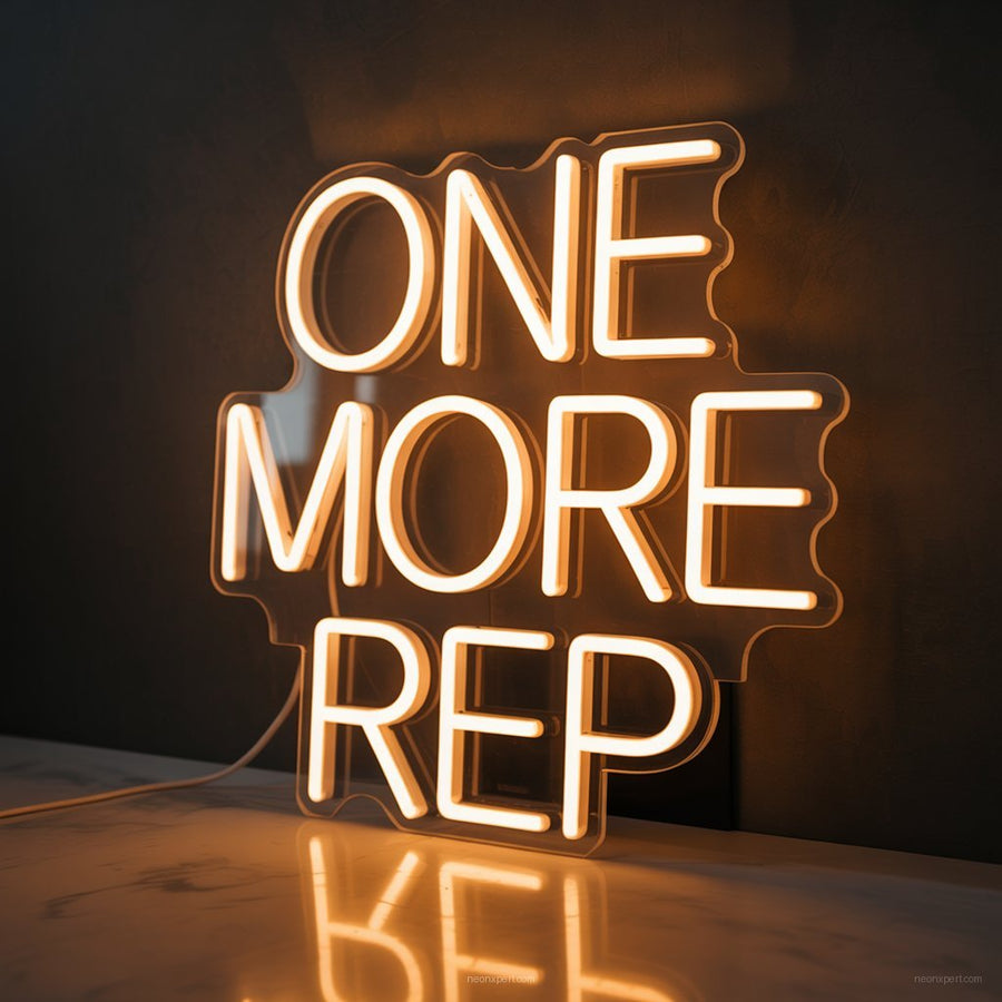 One More Rep Neon Sign Gym Decor - NeonXpertSmallWhite