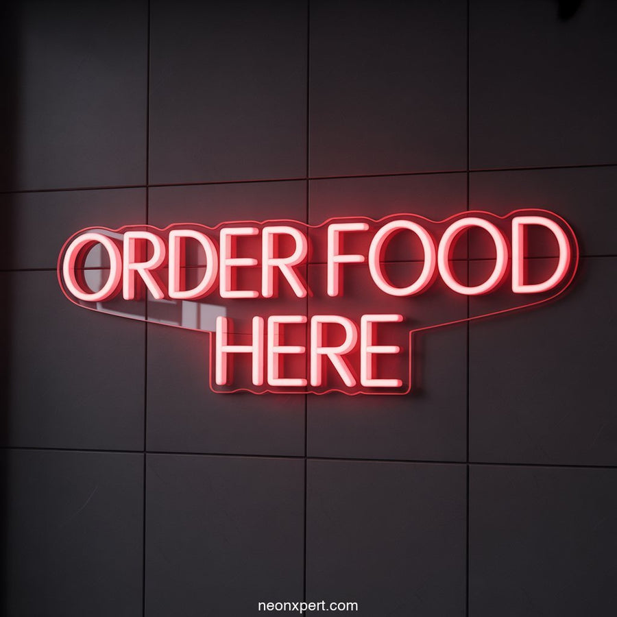 Order Food Here Neon Sign for Restaurants - NeonXpertSmallWhite