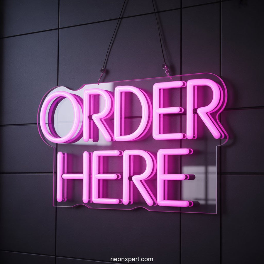 Order Here Neon Sign for Restaurant Decor - NeonXpertSmallWhite