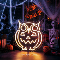 Owl Jack - O - Lantern LED Neon Sign | Spooky Halloween Decor - NeonXpert