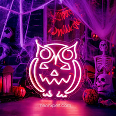 Owl Jack - O - Lantern LED Neon Sign | Spooky Halloween Decor - NeonXpert