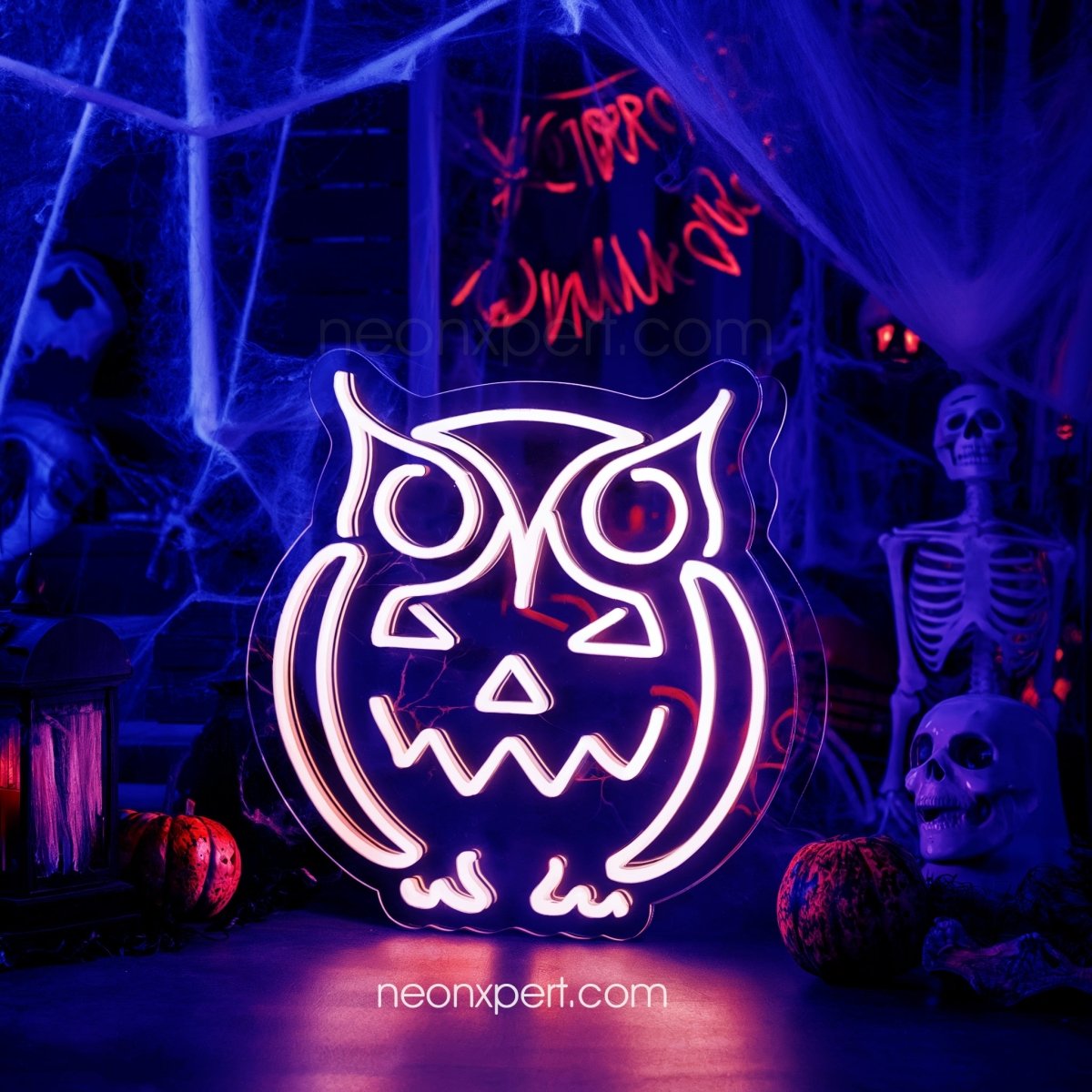 Owl Jack - O - Lantern LED Neon Sign | Spooky Halloween Decor - NeonXpert