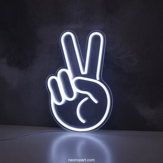 Peace Hand Symbol Neon Light Art Sign - NeonXpertSmallWhite