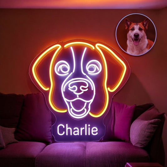 Personalized Dog Sketch Neon Sign With Name - NeonXpert