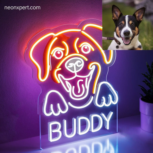 Personalized Dog Sketch Neon Sign With Name - NeonXpert