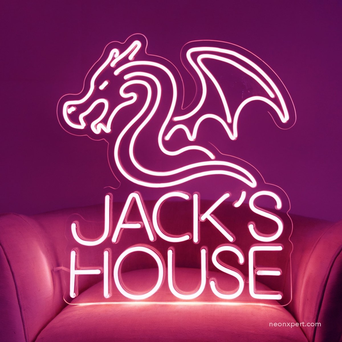 Personalized House Name Dragon Neon Sign | Kids LED Wall Decor - NeonXpert16 x 20 inYellow