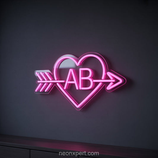 Personalized Initials Heart| Wedding Neon Sign Wall Art - NeonXpertSmallWhite