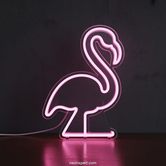Pink Flamingo Table Lamp Sculpture Neon Sign - NeonXpertSmallWhite