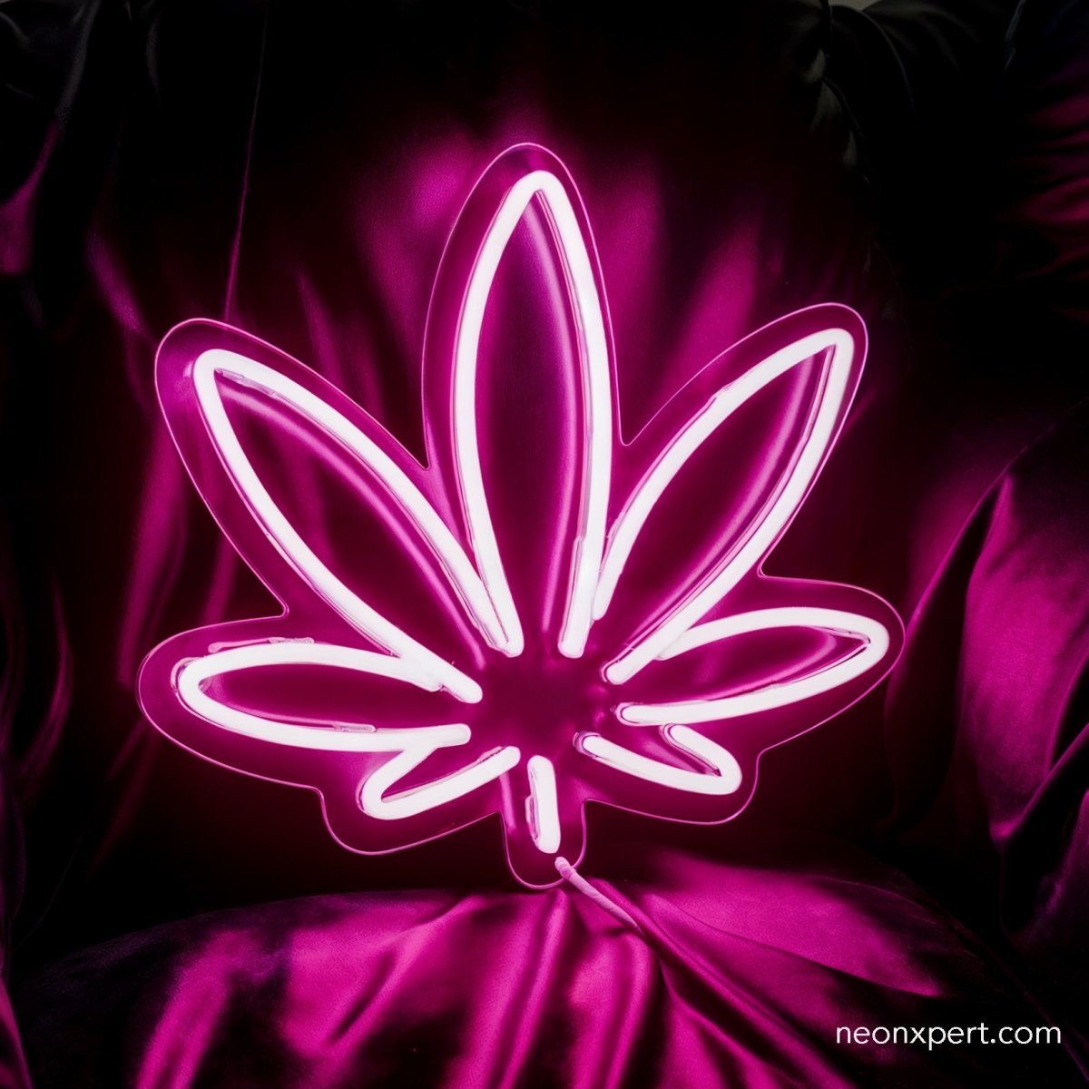 Pink Marijuana Leaf Neon Sign - NeonXpert8 x 8 in