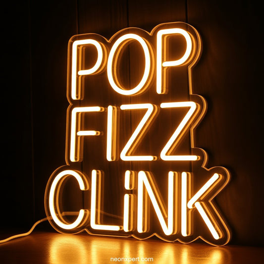 Pop Fizz Clink Neon Light Bar Decor - NeonXpertSmallWhite