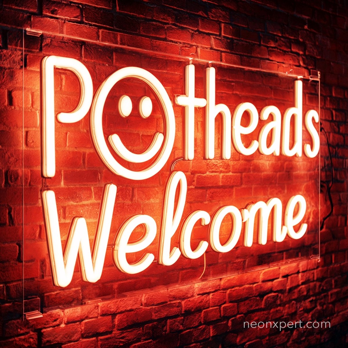 Potheads Welcome Weed Door Decor LED Neon Sign - NeonXpert18 x 12 inOrange