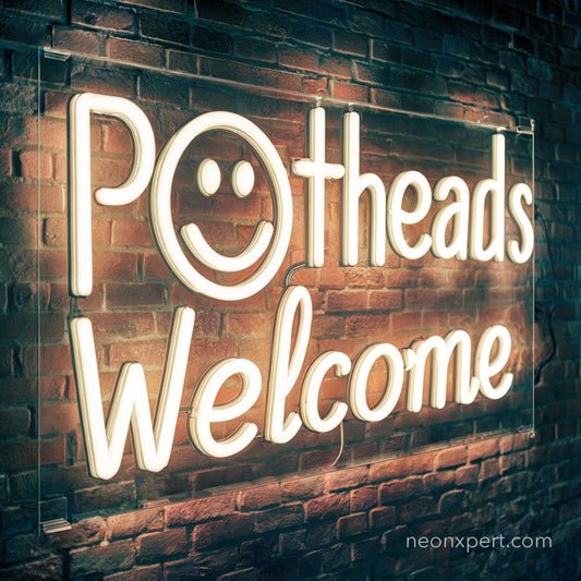 Potheads Welcome Weed Door Decor LED Neon Sign - NeonXpert18 x 12 inWhite