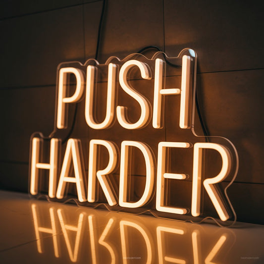 Push Harder Neon Sign Gym Decor - NeonXpertSmallWhite