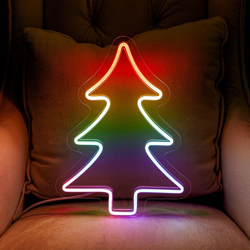 Rainbow Christmas Tree Neon Sign - NeonXpertMini (8 in)