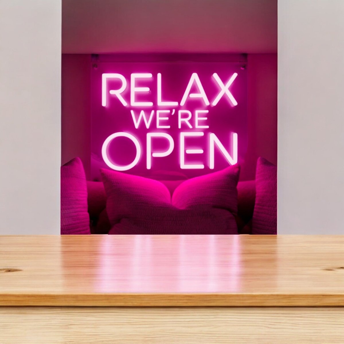 Relax We're Open Neon Sign for Cannabis Dispensaries - NeonXpert10 x 8 in (USB)Hot Pink