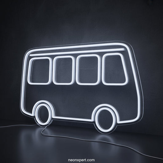 Retro Bus Neon Artwork LED Neon Sign - NeonXpertSmallWhite