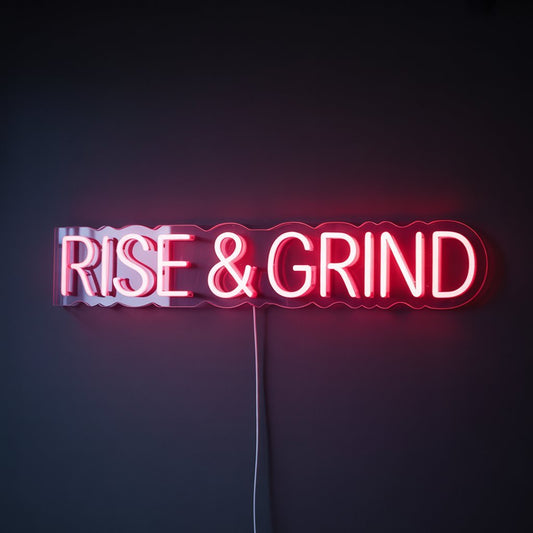 Rise & Grind | LED Neon Sign for Motivational Spaces - NeonXpertSmallWhite