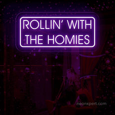 Rollin' With The Homies Neon Sign | Cannabis Weed Smoker Gift - NeonXpert15 x 6 inPurple