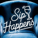 Sip Happens Bar Neon Sign | Funny Dorm Decor & Gift for Drinkers - NeonXpert16 x 16 inYellow
