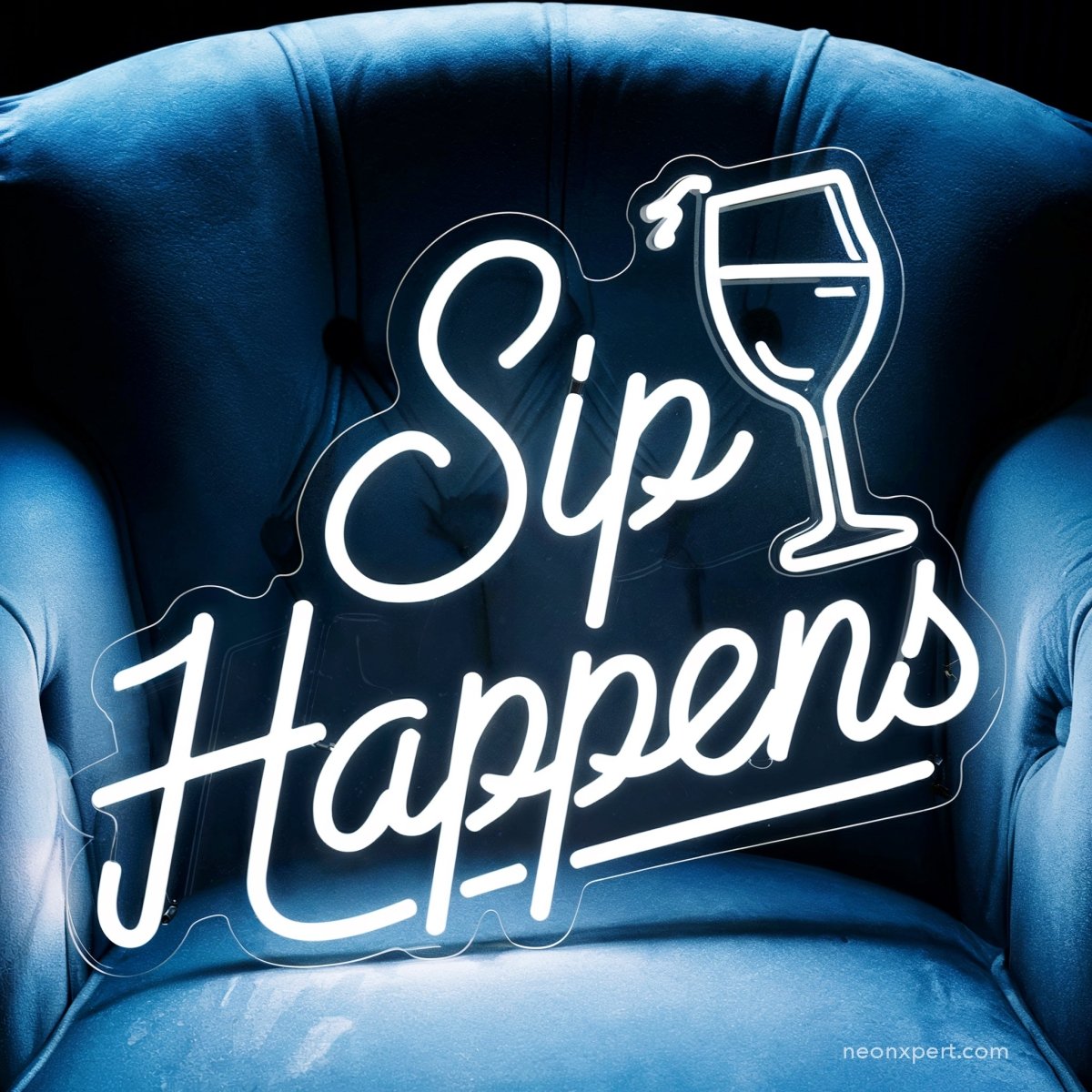 Sip Happens Bar Neon Sign | Funny Dorm Decor & Gift for Drinkers - NeonXpert16 x 16 inYellow