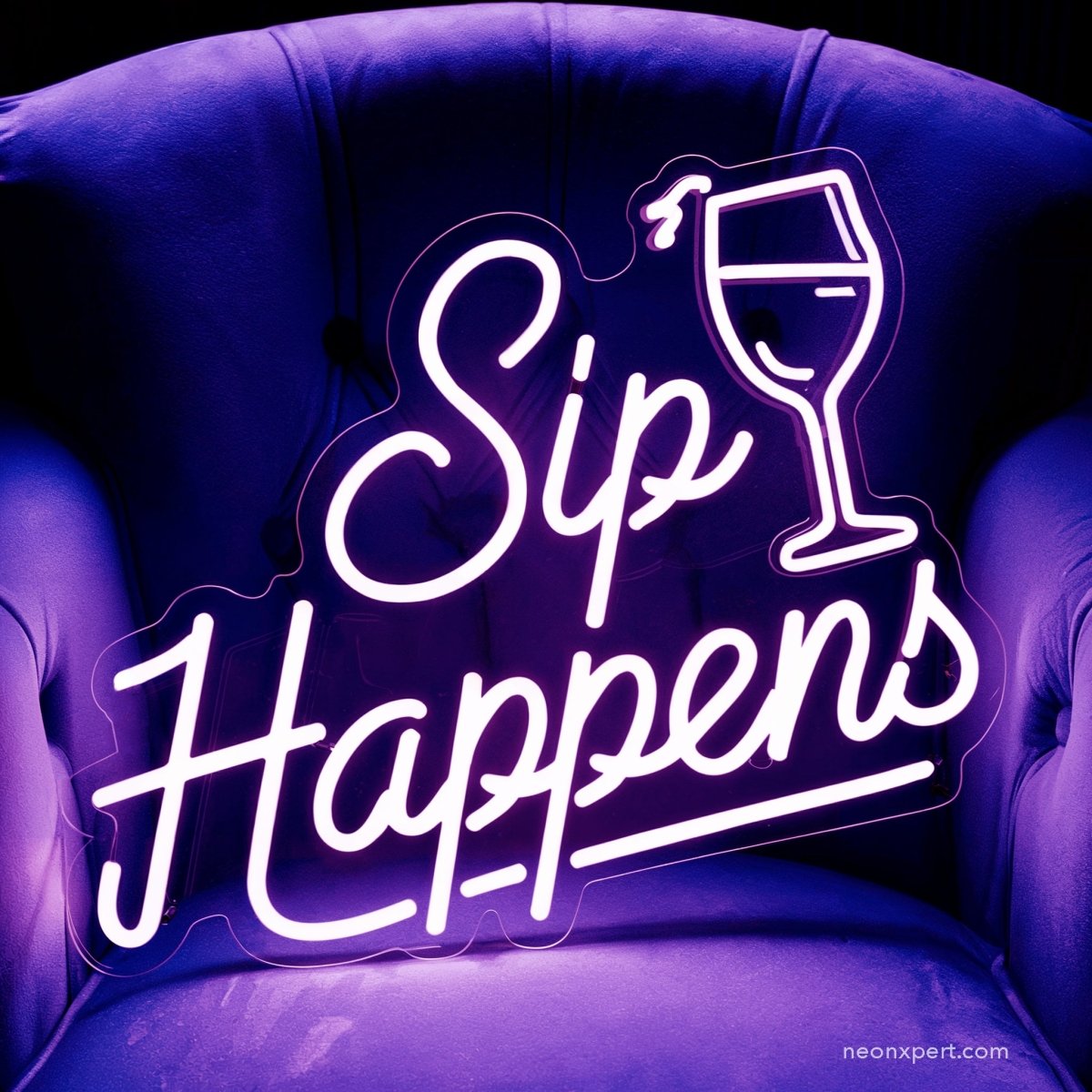 Sip Happens Bar Neon Sign | Funny Dorm Decor & Gift for Drinkers - NeonXpert16 x 16 inYellow