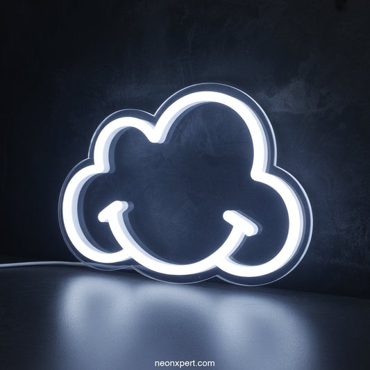 Smiley Cloud LED Flex Wall Light Neon Sign Art - NeonXpertSmallWhite