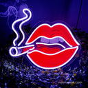 Smoking Lips Neon Sign - Cigarette UV Printed LED Sign - NeonXpert12 x 12 inBlue