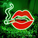 Smoking Lips Neon Sign - Cigarette UV Printed LED Sign - NeonXpert12 x 12 inGreen