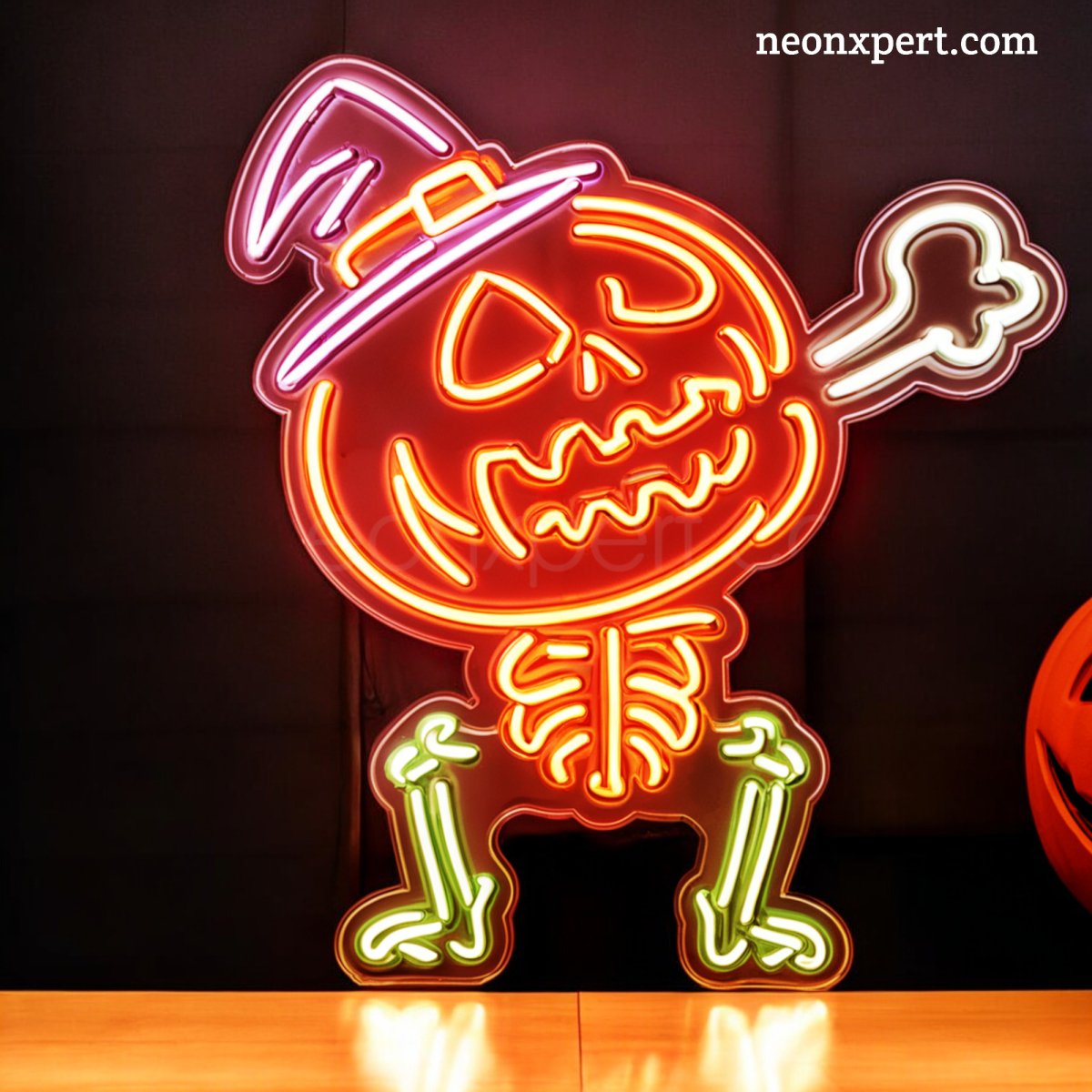 Smoking Skull Jack - O - Lantern LED Neon Sign | Spooky Halloween Ghost Decor - NeonXpert