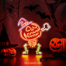 Smoking Skull Jack - O - Lantern LED Neon Sign | Spooky Halloween Ghost Decor - NeonXpert