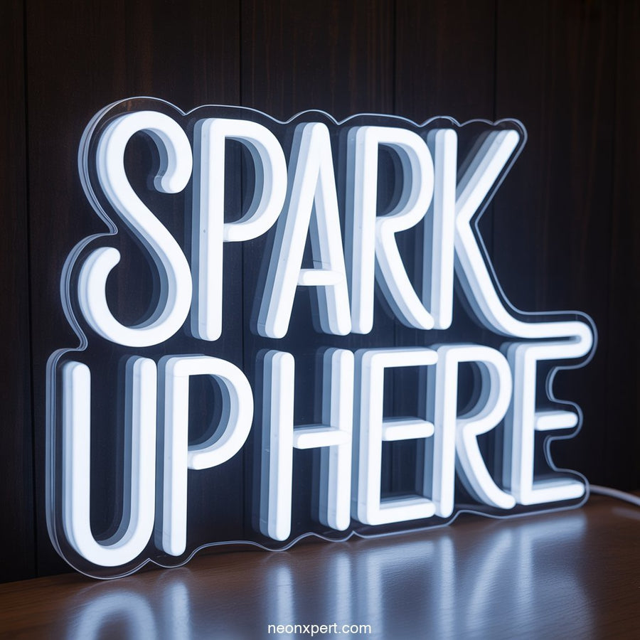 Spark Up Here weed neon sign - NeonXpertSmallWhite