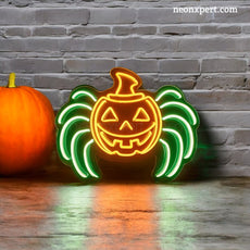 Spider Jack - O - Lantern LED Neon Sign for Halloween Decor - NeonXpert