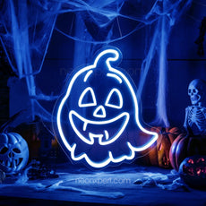 Spooky Ghost Jack - O - Lantern LED Neon Sign | Halloween Decor - NeonXpert