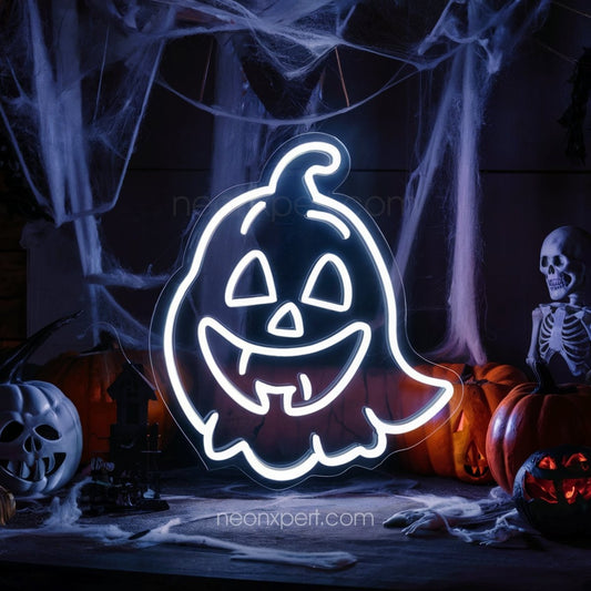 Spooky Ghost Jack - O - Lantern LED Neon Sign | Halloween Decor - NeonXpert