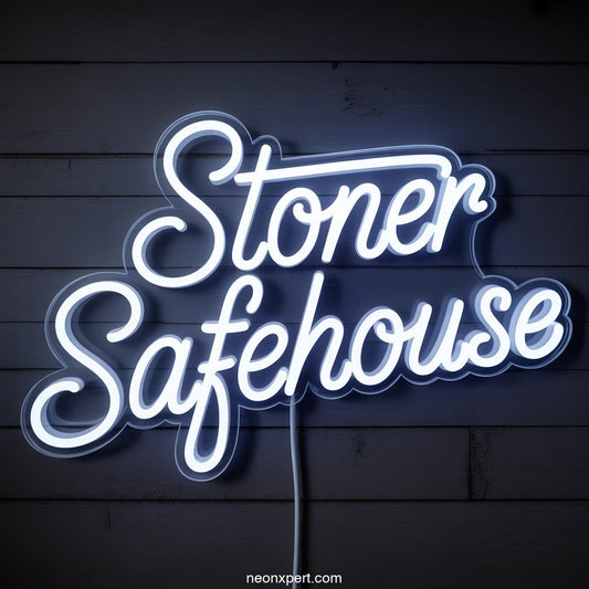 Stoner Safehouse weed neon sign neon light - NeonXpertSmallWhite