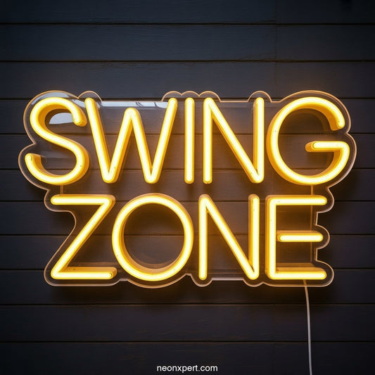Swing Zone Neon Sign Wall Art for Golf Enthusiasts - NeonXpertSmallWhite
